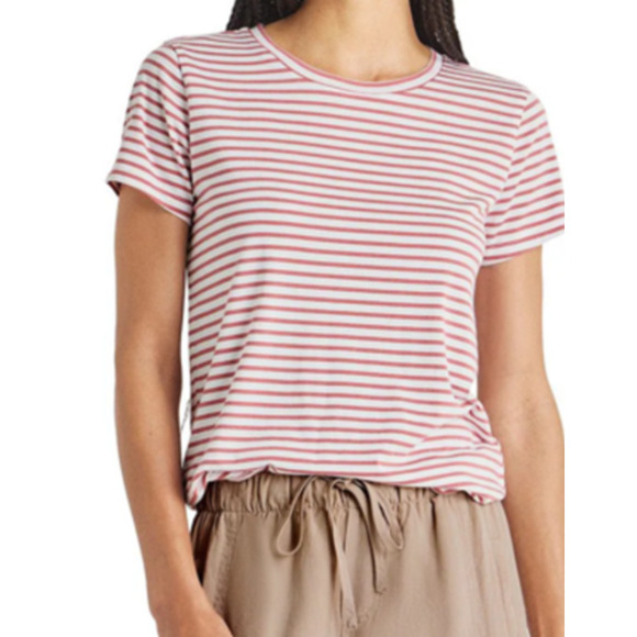 SPLENDID TOP WOMENS SIZE SMALL LULU CREW NECK TEE SHIRT RED WHITE STRIPES NEW - Picture 1 of 12